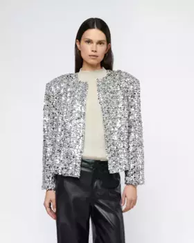 Женский твидовый жакет с пайетками Wild Pony, серебрянный