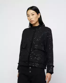 Женский твидовый жакет с пайетками Wild Pony, черный