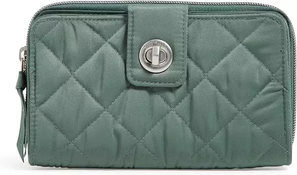 Женский твиловый кошелек Vera Bradley с поворотным замком и RFID-замком, оливковый