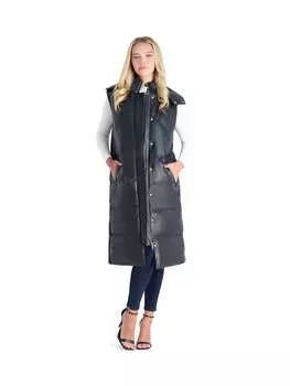 Женский удлиненный жилет из искусственной кожи Avec Les Filles, черный