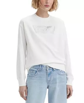 Женский удобный флисовый свитшот с круглым вырезом и логотипом Levi's