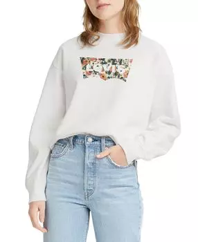 Женский удобный флисовый свитшот с круглым вырезом и логотипом Levi's