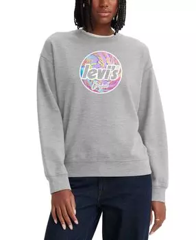 Женский удобный флисовый свитшот с круглым вырезом и логотипом Levi's