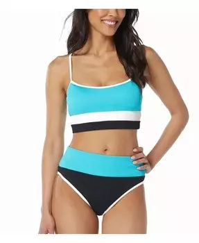 Женский укороченный бикини-топ в рубчик Revive Beach House Sport, черный