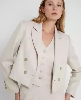 Женский укороченный блейзер с двойной застежкой Trucco, кремовый