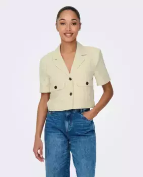 Женский укороченный блейзер с коротким рукавом jdy, бежевый