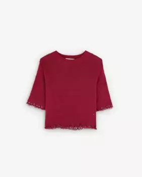 Женский укороченный хлопковый трикотажный свитер Scalpers, гранатовый