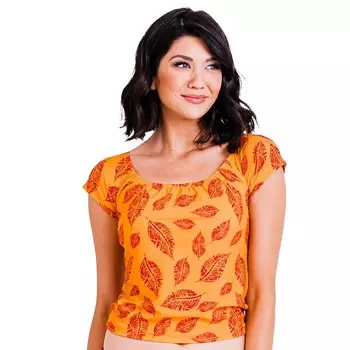 Женский укороченный купальник для плавания с рукавами-крылышками Zoey Calypsa LLC, цвет Sandstone Leaf Print