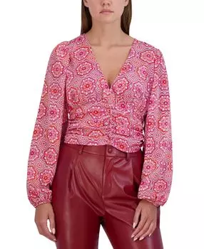 Женский укороченный присборенный топ с цветочным принтом BCBGeneration, мульти