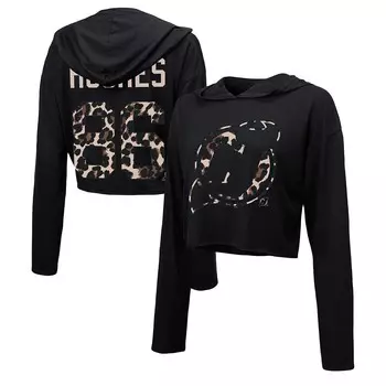 Женский укороченный пуловер с капюшоном и леопардовым принтом Majestic Threads Jack Hughes, черный Нью-Джерси Девилз, цвет Nhl Black