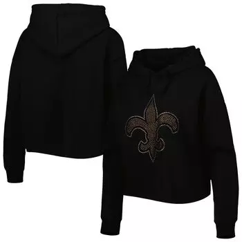 Женский укороченный пуловер с капюшоном и логотипом Cuce, черный New Orleans Saints Crystal