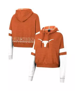 Женский укороченный пуловер с капюшоном Texas Orange Texas Longhorns в полоску и аркой с логотипом Colosseum
