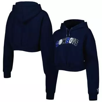 Женский укороченный пуловер с капюшоном The Wild Collective Navy Dallas Cowboys