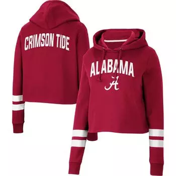 Женский укороченный пуловер с капюшоном в полоску Colosseum Crimson Alabama Crimson Tide Throwback Colosseum