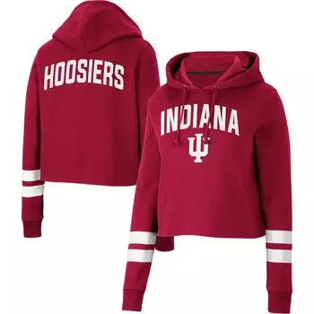 Женский укороченный пуловер с капюшоном в полоску Colosseum Crimson Indiana Hoosiers Colosseum