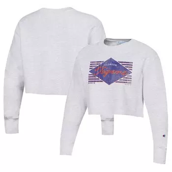 Женский укороченный пуловер с обратным переплетением Champion Heather Grey Clemson Tigers, цвет Clm Grey