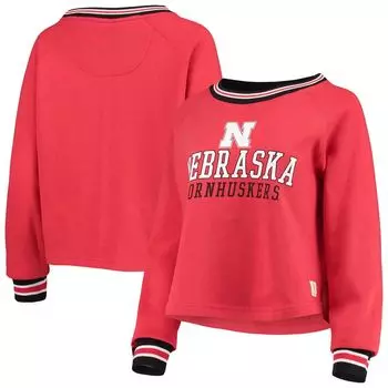 Женский укороченный пуловер с регланами Pressbox Scarlet Nebraska Huskers Cali Cozy, толстовка с регланами