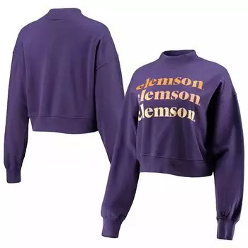 Женский укороченный свитшот Chika-d Purple Clemson Tigers Heavyweight Hailey
