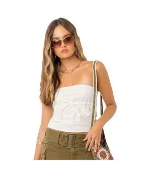 Женский укороченный топ без бретелек с ремнем под грудью Edikted, белый