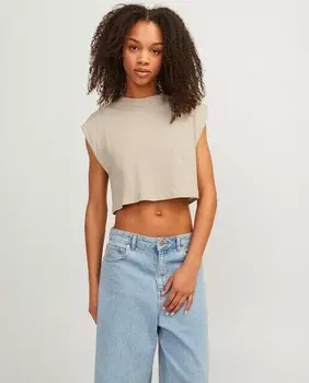 Женский укороченный топ без рукавов Jack & Jones, светло-коричневый