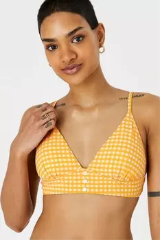 Женский укороченный топ бикини на пуговицах в мелкую клетку Accessorize, оранжевый