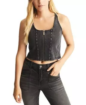 Женский укороченный топ-бюстье с заклепками и круглым вырезом Frye, серый