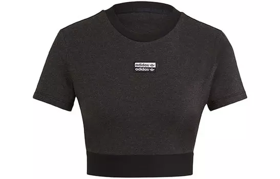 Женский укороченный топ цвета металлик Adidas Originals, Metallic Black