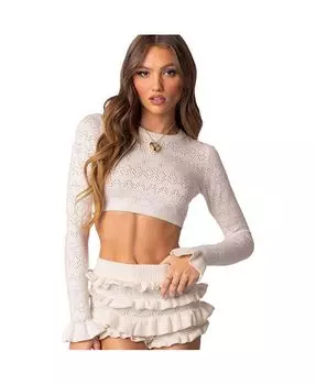 Женский укороченный топ Delana с вышивкой Edikted, тан/бежевый