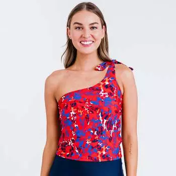 Женский укороченный топ для плавания Layla на одно плечо со встроенным бюстгальтером Calypsa, цвет red resort