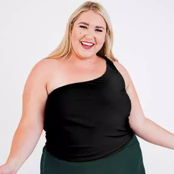 Женский укороченный топ для плавания Layla с одним плечом и встроенным бюстгальтером Calypsa, черный