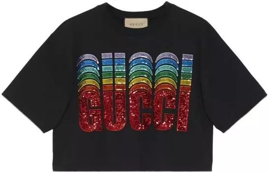 Топ укороченный женский Gucci Logo-print, черный