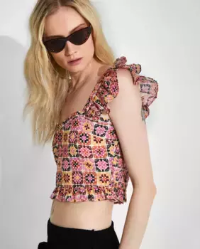 Женский укороченный топ из хлопка с принтом Nalle, мультиколор