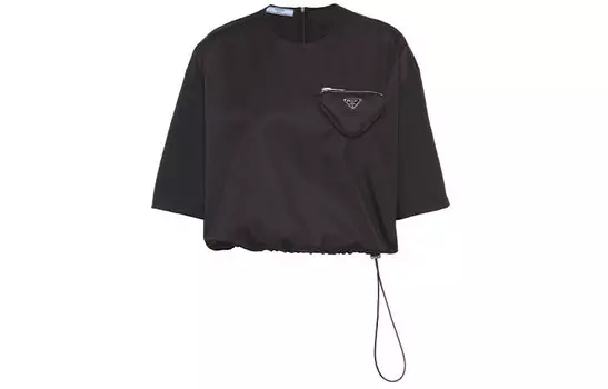 Женский укороченный топ PRADA, цвет Black