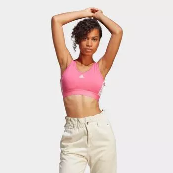 Женский укороченный топ с 3 полосками Adidas Essentials, розовый