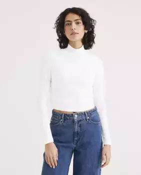 Женский укороченный топ с длинными рукавами и круглым вырезом Dockers, белый