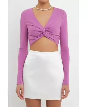 Женский укороченный топ с длинными рукавами и закрученной передней частью Grey Lab