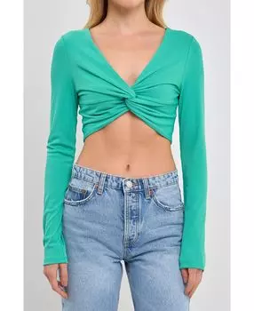 Женский укороченный топ с длинными рукавами и закрученной передней частью Grey Lab