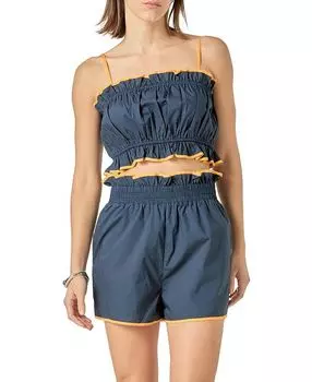 Женский укороченный топ с контрастной окантовкой English Factory, синий