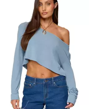Женский укороченный топ с открытыми плечами Edikted, синий