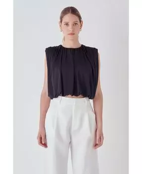 Женский укороченный топ с присборенными плечами endless rose, черный