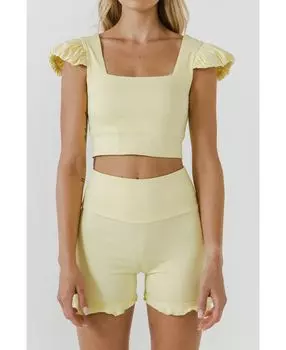 Женский укороченный топ с пышными рукавами Grey Lab