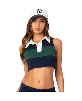 Женский укороченный топ с воротником Country Club Edikted, синий