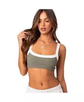 Женский укороченный топ Sariah в рубчик контрастного цвета Edikted, зеленый