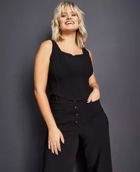 Женский укороченный топ в корсетном стиле, созданный для macy's Royalty by Maluma, черный