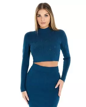 Женский укороченный топ в рубчик Marciano by Guess, темно-синий