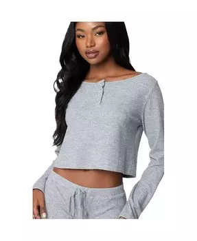 Женский укороченный вафельный топ Teddy Edikted, серый