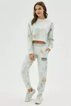 Женский укороченный вязаный спортивный костюм цвета батика зеленого цвета с узором Pattaya, зеленый