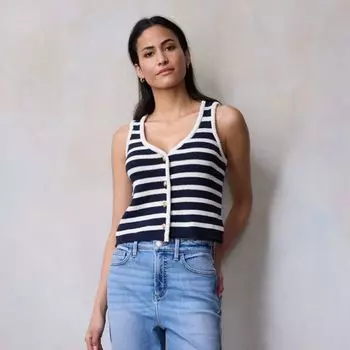 Женский укороченный жилет-свитер с v-образным вырезом Lc Lauren Conrad, цвет navy basque stripe