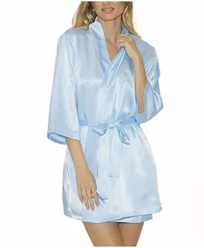 Женский ультрамягкий атласный халат для отдыха и у бассейна iCollection, синий