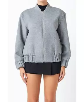 Женский университетский бомбер из фетра оверсайз endless rose, серый